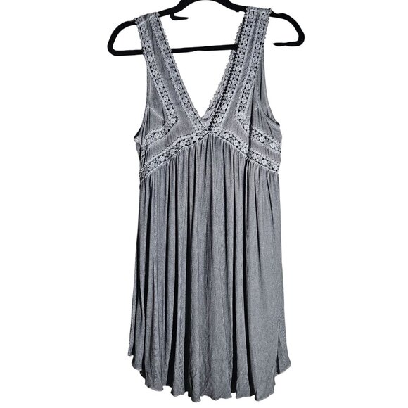 POL Womens Tank Top Silver Grey M Artisanal Core Boho Chic Romantic Core - Picture 3 of 14